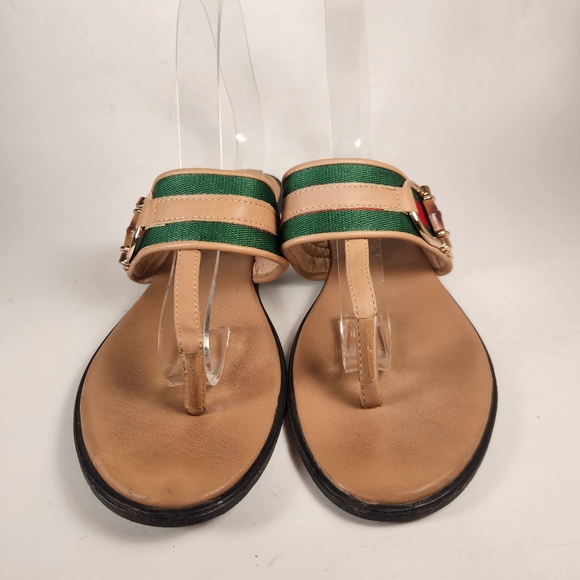 GUCCI Women's Sandal 11.5 EU 42 Red Green Thong Leather Luxury - Picture 9 of 11